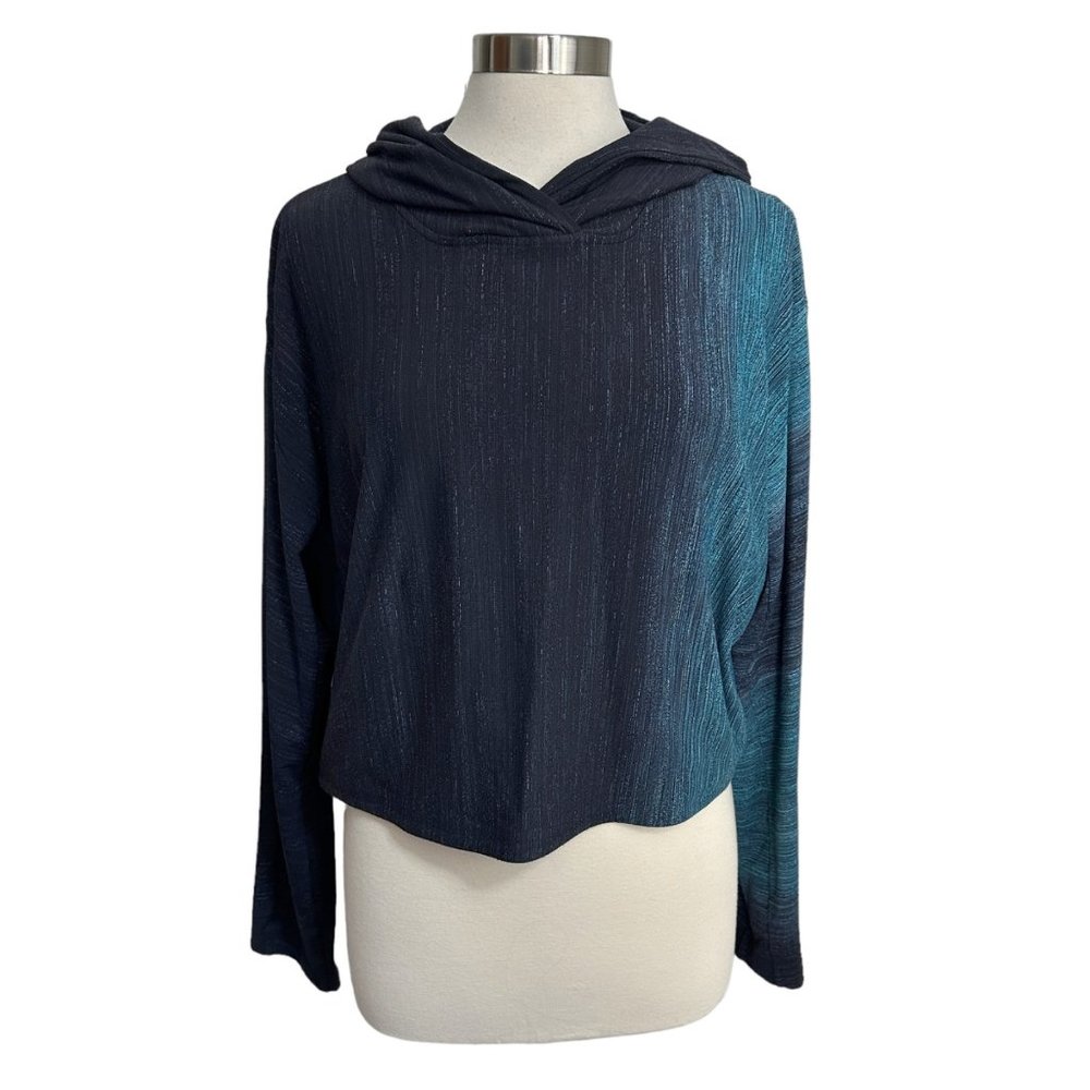 lululemon 8 Lab Varsa Blue Jacquard Stripe Crop Athletic Hoodie W3DDWS